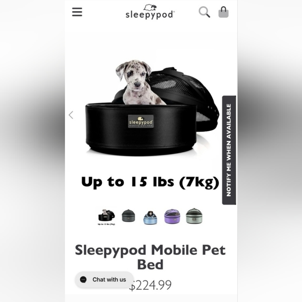 Sleepy Pod Sleepypod Mobile Pet Bed BLACK